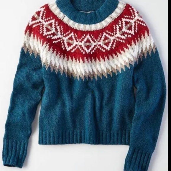 𝅺american Eagle Outfitters fair isle winter sweater size xs - Picture 2 of 8